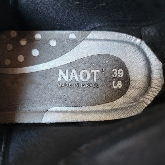 NAOT Helm Boots Womens Size 39 EU 8.5 US Black Raven Leather Suede Ankle Booties - Picture 13 of 14